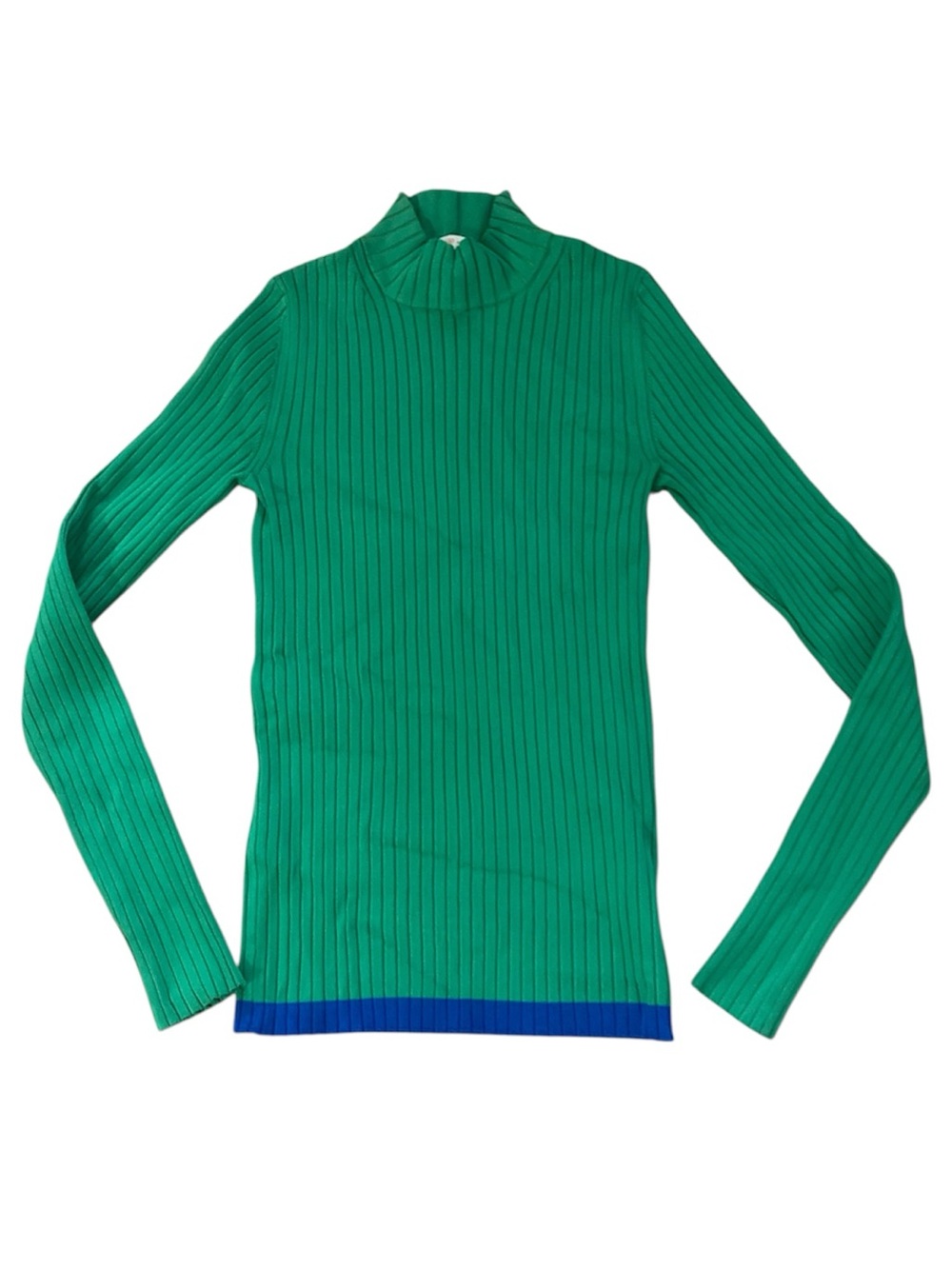 Tory Burch Ribbed Green Turtleneck